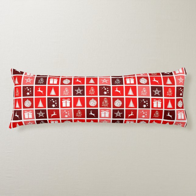 Coussins Longs Red Christmas Holiday Cute Tree Reinder (Devant)