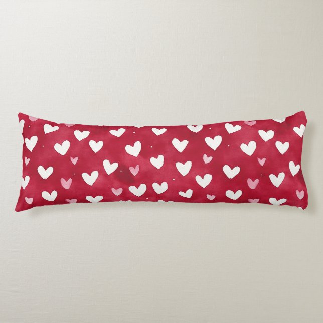 Coussins Longs Red Pink White Hearts (Devant)