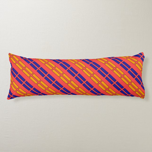 Coussins Longs Red + Yellow Blue Dashes   (Devant)