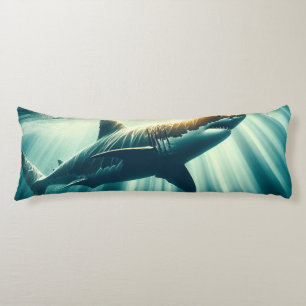Coussins Longs Requin dans la mer bleue profonde & soleil
