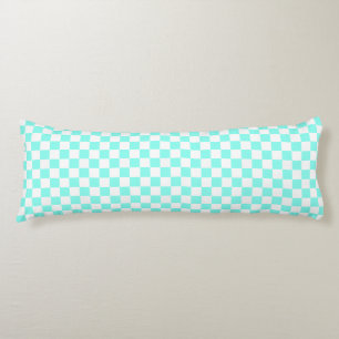 Coussins Longs Retro Checkerboard, Aqua & White Body Oreiller