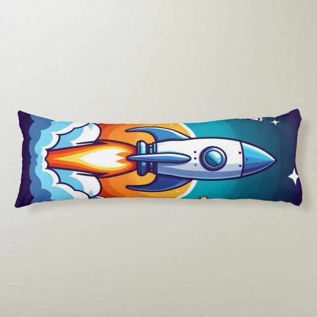 Coussins Longs Retro, fusée spatiale (Devant)