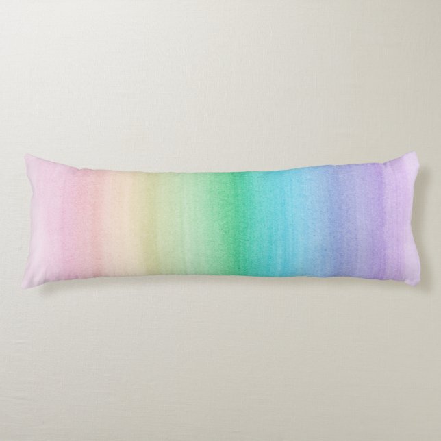 Coussins Longs Rêve d'aquarelle Pastel Unicorn Rainbow #1 (Devant)