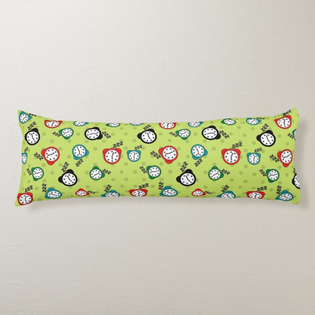 Coussins Longs Réveil adorable vert bleu rouge motif (Devant)