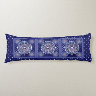 Coussins Longs Rosace bleue