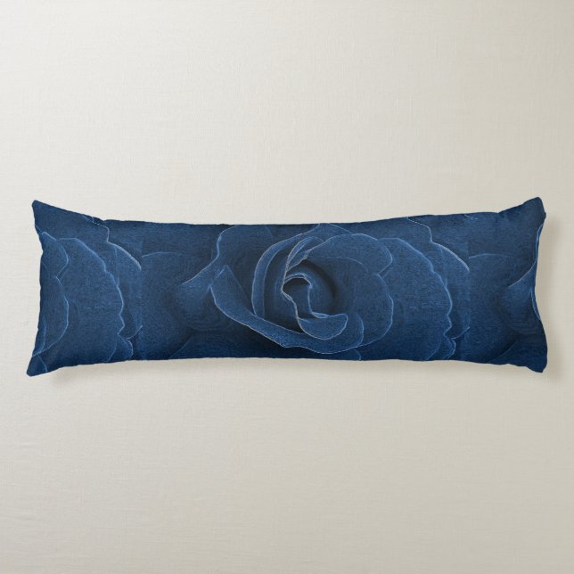 Coussins Longs Rose bleu velours (Devant)