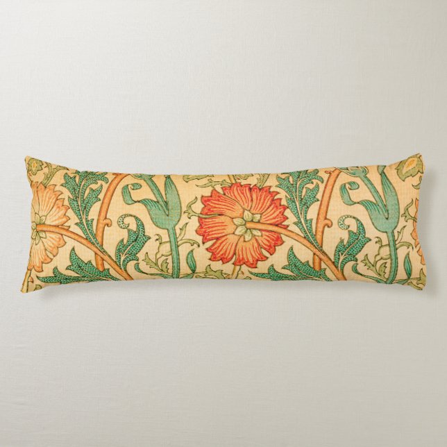 Coussins Longs Rose et Rose par William Morris (Devant)