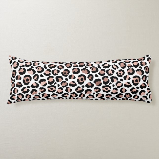 Coussins Longs Rose Gold Black Empreinte de léopard cheetah tenda (Devant)