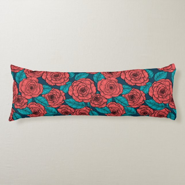 Coussins Longs Roses rouges (Devant)