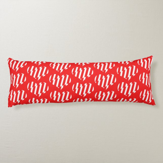Coussins Longs Rouge Abstrait n Blancs Valentine Coeur (Dos)