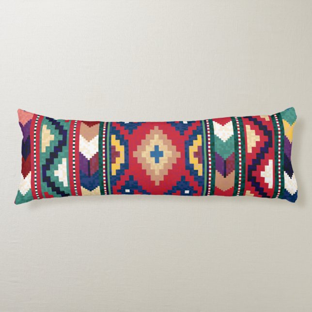 Coussins Longs Rouge Bleu Vert Jaune Blanc Oriental Kilim Rug (Devant)