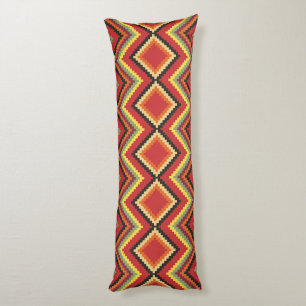 Coussins Longs Rouge Noir Jaune Amérindien Motif de couverture