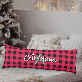 Coussins Longs Rouge Noir Rustique Buffalo Check Plaid Monogramme
