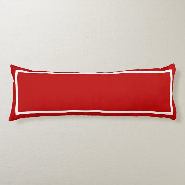 Coussins Longs Rouge uni avec finition blanche (Devant)