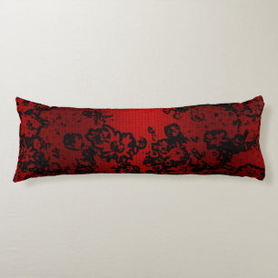 Coussins Longs Ruby red black stylish floral vibrant élégant