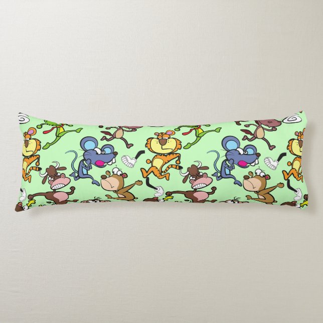 Coussins Longs Run 2023, Caricatures mignonnes autour de L Green  (Devant)