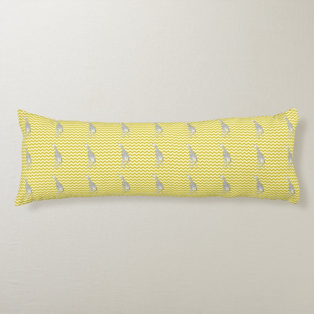 Coussins Longs Safari Golden Poppy Chevron avec Giraffe Pop Art (Devant)