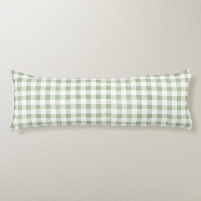 Coussins Longs Sage naturel rustique En vichy Plaid (Devant)