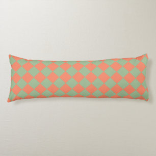 Coussins Longs Saumon vert olive rose Checker Motif diamant
