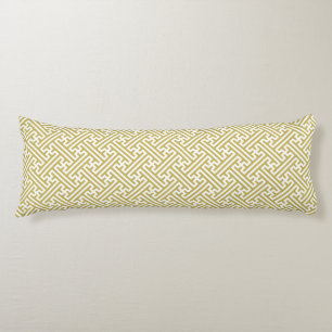 Coussins Longs Sayagata motif, japonais, or et blanc