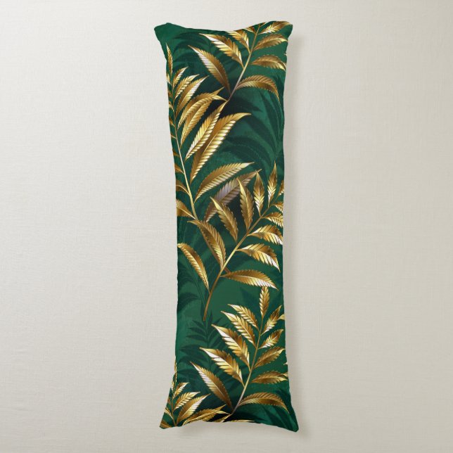 Coussins Longs Seamless pattern with golden ferns (Devant (Vertical))