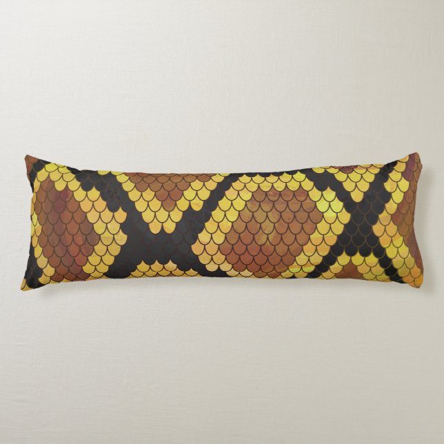 Coussins Longs Serpent Brown et impression or (Devant)