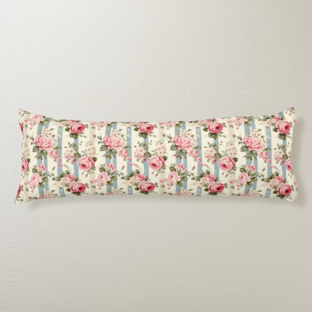 Coussins Longs Shabby Chic Roses Vintages (Devant)