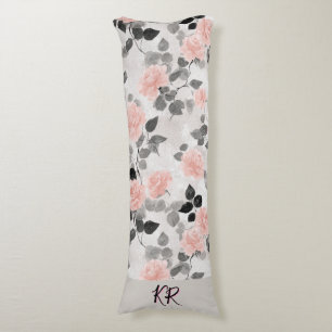 Coussins Longs Shabby Chic Vintage Floral Roses Roses Monogrammée