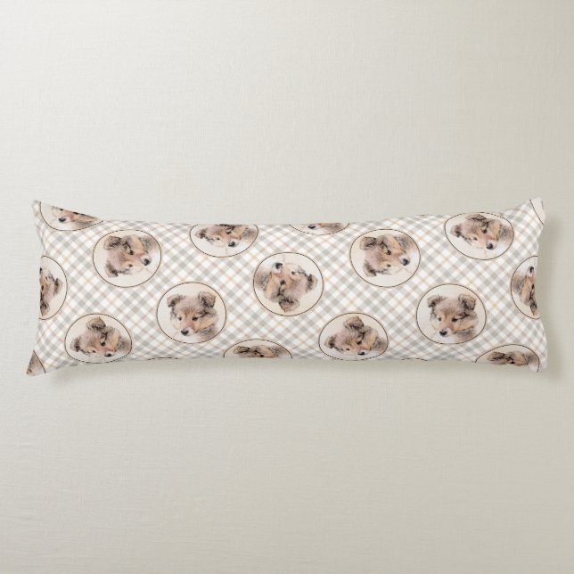 Coussins Longs Shetland Sheepdog Puppy Peinture Sheltie Chien Art (Devant)