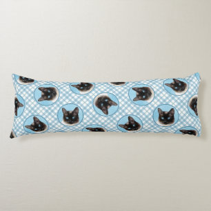 Coussins Longs Siamese Chat Portrait Peinture Cute Art Original