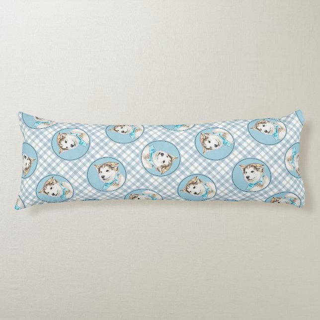 Coussins Longs Sibérie Husky Puppy Peinture Chien Rouge Cuivre Ar (Devant)