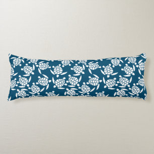 Coussins Longs Silhouette de tortue blanche et bleue Motif