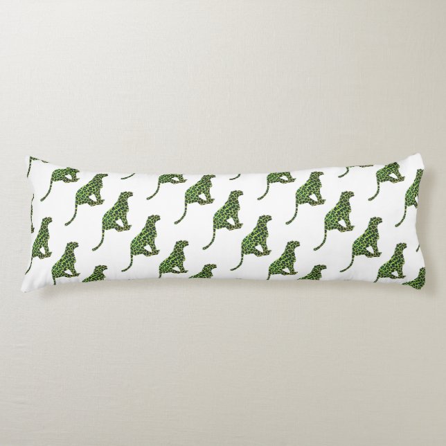 Coussins Longs Silhouette Leopard noir et vert (Devant)