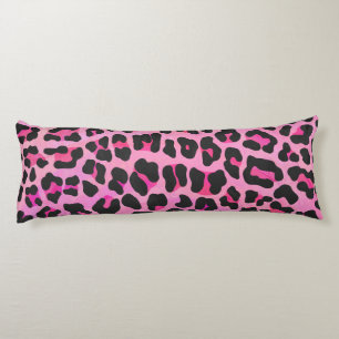 Coussins Longs Silhouette rose et léopard noir