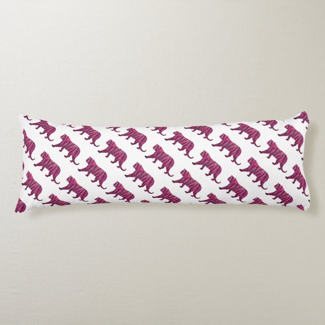 Coussins Longs Silhouette Tiger rose et noir (Devant)