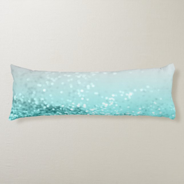 Coussins Longs Silver Grey Aqua Océan Turquoise Parties scintilla (Devant)