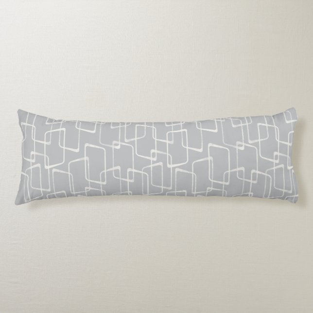 Coussins Longs Silver Grey Retro Lino Imprimer Motif géométrique (Devant)