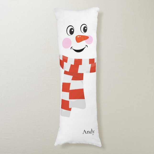 Coussins Longs Snowman au visage heureux (Devant (Vertical))