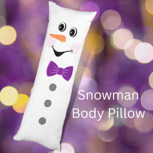 Coussins Longs Snowman sur mesure mignon avec Bowtie violette