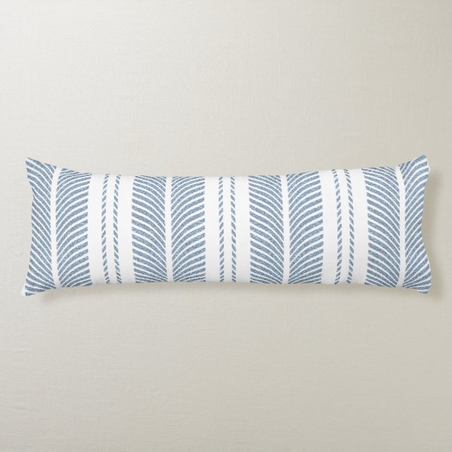 Coussins Longs Soft Blue Herringbone Fern Striped Pattern (Devant)