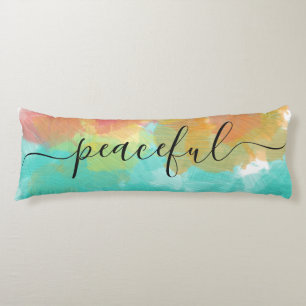 Coussins Longs Sommeil Paisible Corail Jaune Turquoise Aquarelle