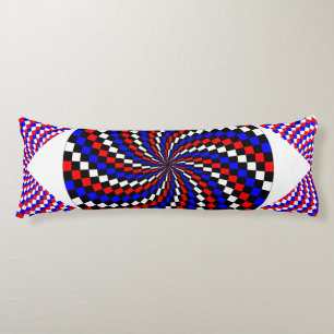 Coussins Longs Spirale rouge blanc de Checker bleu par Kenneth Yo