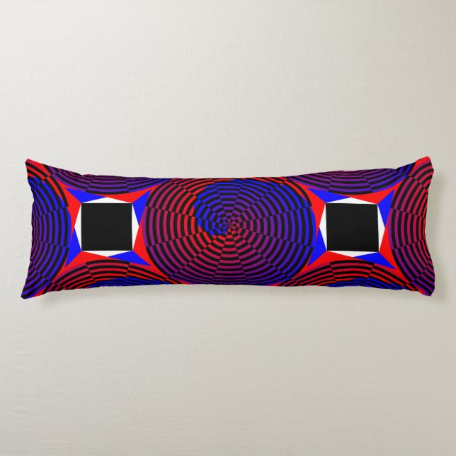Coussins Longs Spirale rouge et bleue par Kenneth Yoncich (Devant)