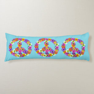 Coussins Longs SYMBOLE DE LA PAIX Floral en Bleu clair
