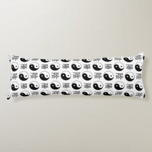 Coussins Longs SYMBOLE YINyang Blanc Motif chinois