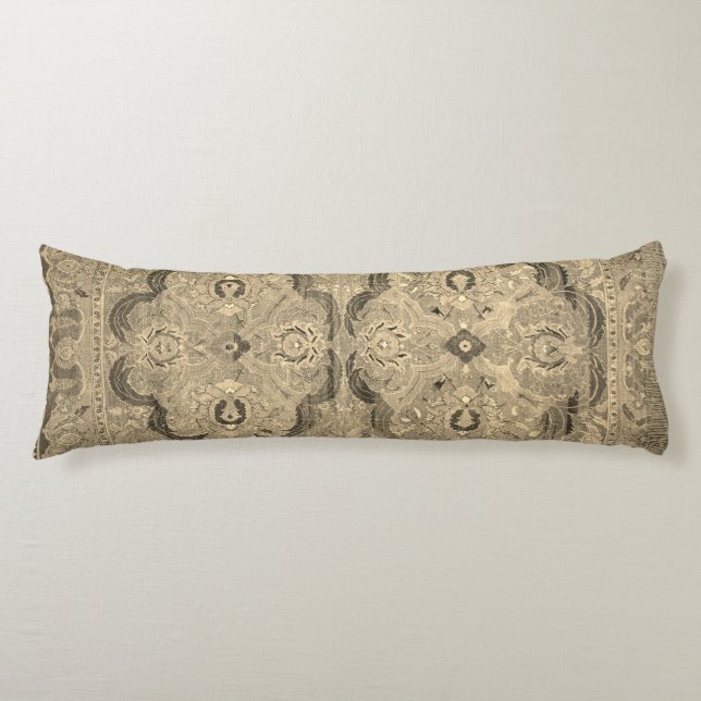 Coussins Longs Tapis Persique antique Brown Cushion Corps Beige (Devant)