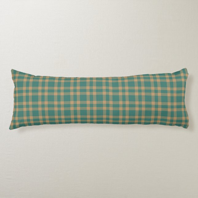 Coussins Longs Teal Brown Plaid Pattern (Devant)