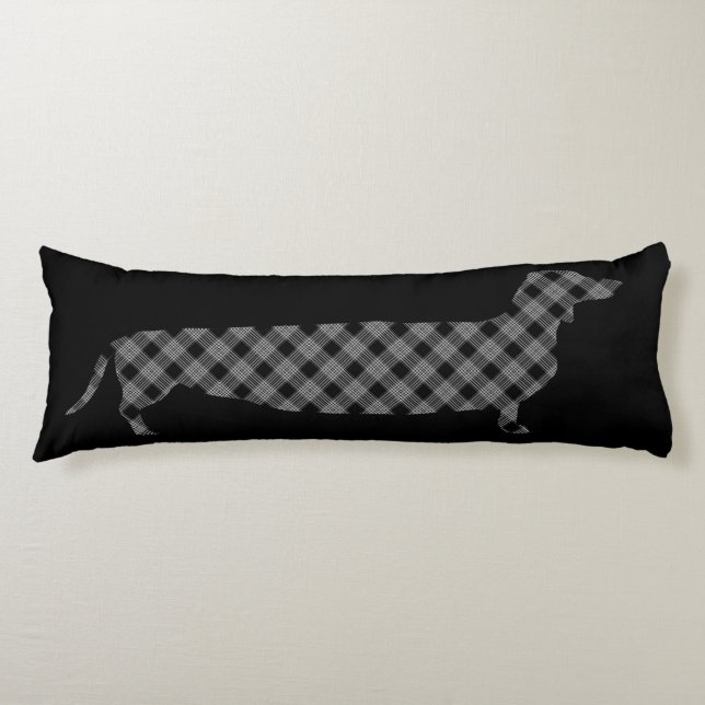Coussins Longs Teckel de plaid sur le noir (Devant)