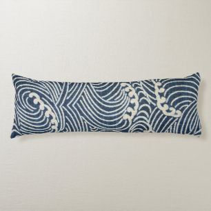 Coussins Longs Textile japonais vintage, Motif de vague