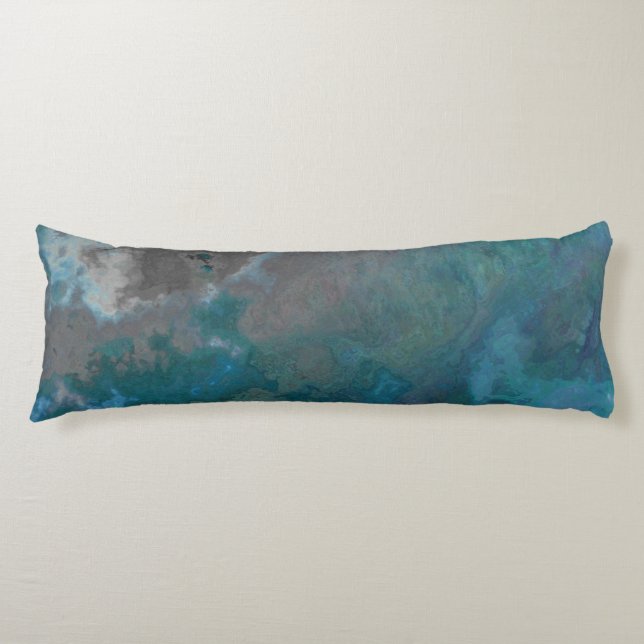 Coussins Longs Texture de marbre bleu et gris (Devant)
